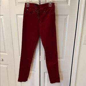 Kut from the Kloth Diana Skinny Corduroy Pants in a red or wine color